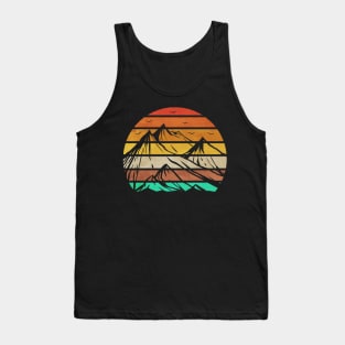 Retro sunset vintage hiking mountain camping Tank Top